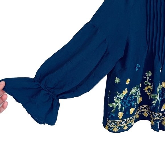 Hope springs embroidered button down blouse - Picture 3 of 7